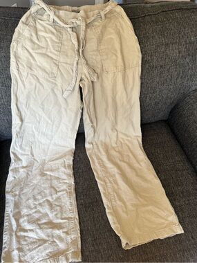 Maurices Beige Drawstring Linen Blend Pants